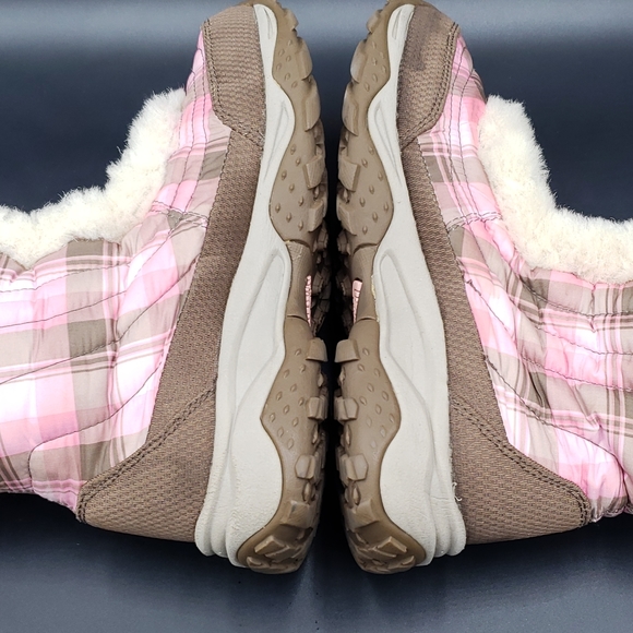 The North Face Nuptse Goose Down and Fur Winter Boots-Pink Plaid Girls Size 5 - Picture 11 of 12